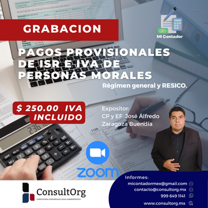 Pagos provisionales ISR e IVA, PM RESICO-RG